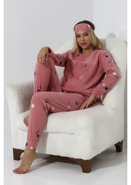 Fwn 5008 Peluş Welsoft Polar Kışlık Yumoş Kadın Pijama Takımı