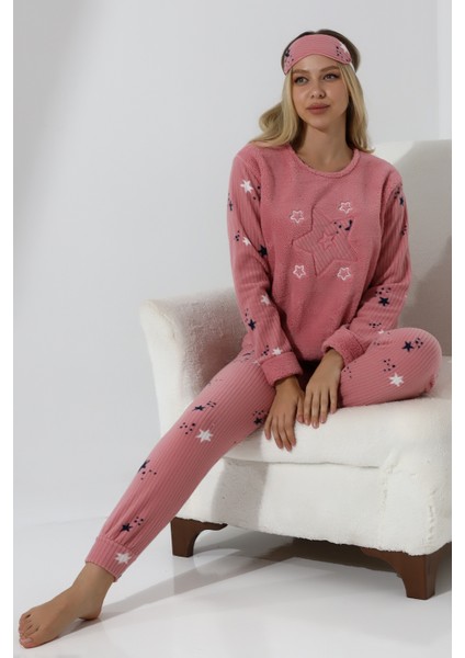 Fwn 5008 Peluş Welsoft Polar Kışlık Yumoş Kadın Pijama Takımı