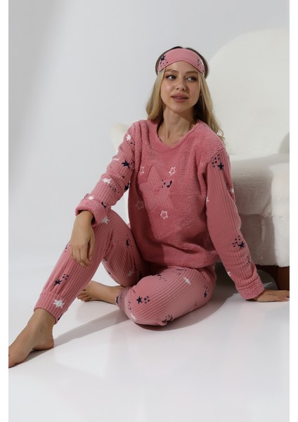 Fwn 5008 Peluş Welsoft Polar Kışlık Yumoş Kadın Pijama Takımı