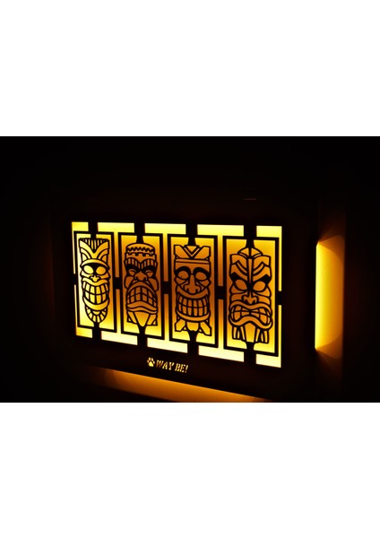 Temple Mask Lt Serisi LED Işıklı Mdf Tablo Duvar Dekoru
