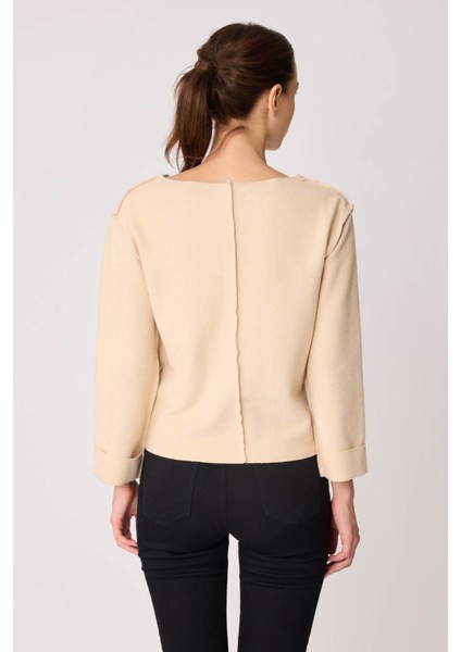 Kesik V Yaka Ters Dikiş Bluz indirimleri