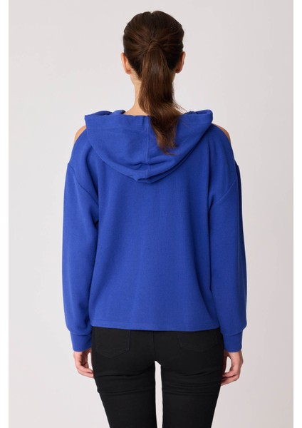 Omuz Dekolteli Kanguru Cep Kapüşonlu Sweatshirt indirimleri