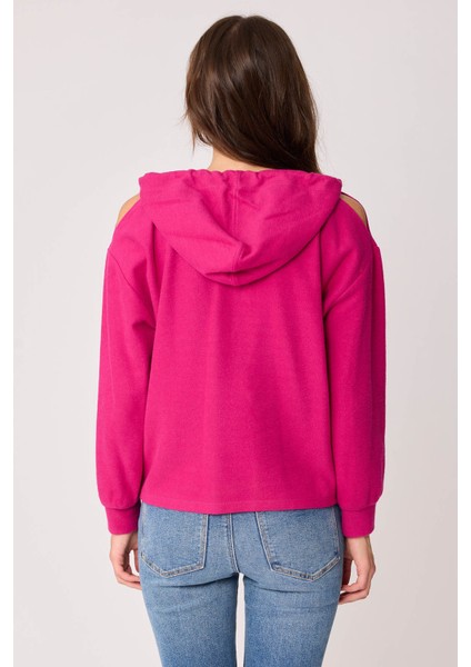 Omuz Dekolteli Kanguru Cep Kapüşonlu Sweatshirt indirimleri
