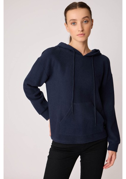 Omuz Dekolteli Kanguru Cep Kapüşonlu Sweatshirt modelleri