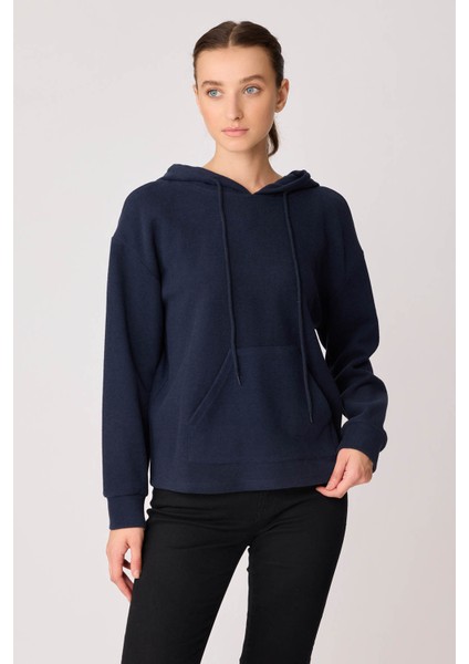 Omuz Dekolteli Kanguru Cep Kapüşonlu Sweatshirt indirimleri