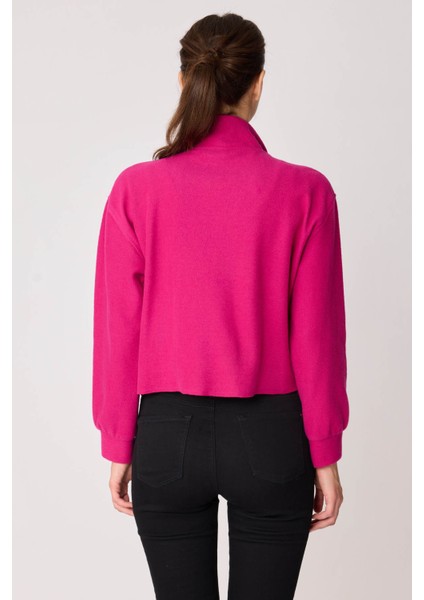 Dik Yaka Fermuarlı Örme Sweatshirt fırsatları