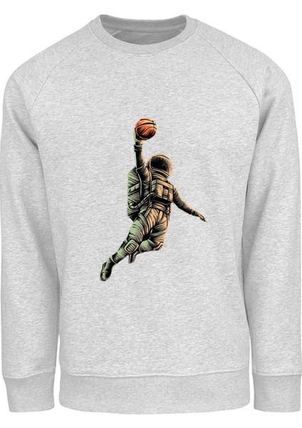 Oversize Smaçör Astronot Baskılı Çocuk Sweatshirt