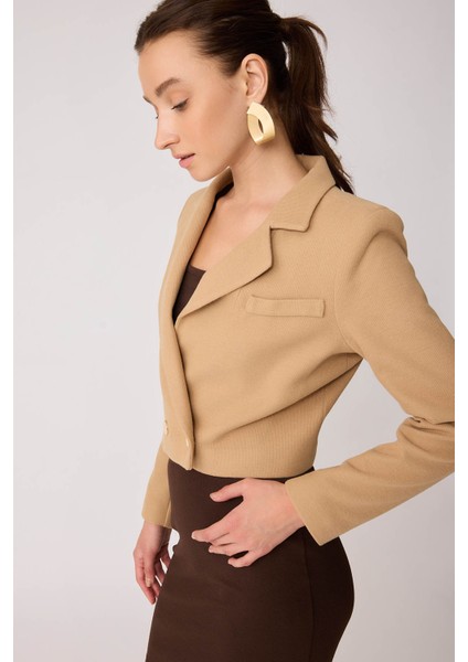 Gold Düğmeli Astarlı Triko Ceket modelleri