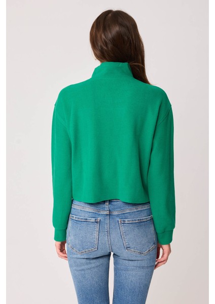 Dik Yaka Fermuarlı Örme Sweatshirt indirimleri