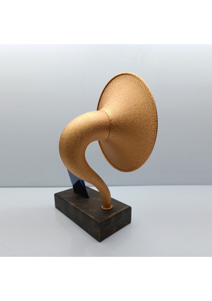 Eskitme Gold Ahşap Gövde Sarı Metal Başlık Akustik Gramofon
