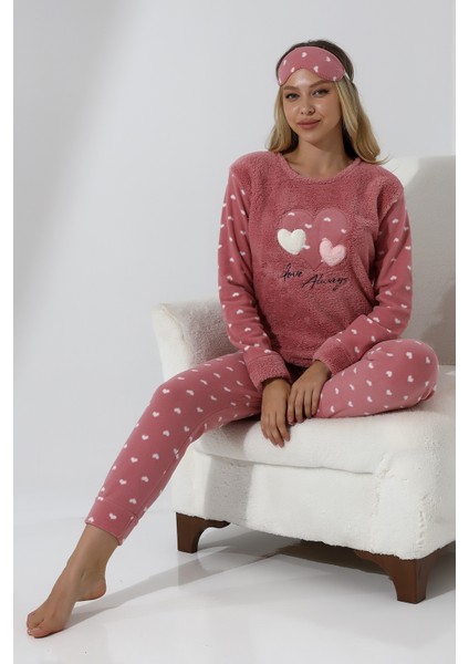 Fawn 5003 Peluş Welsoft Polar Kışlık Yumoş Kadın Pijama Takımı