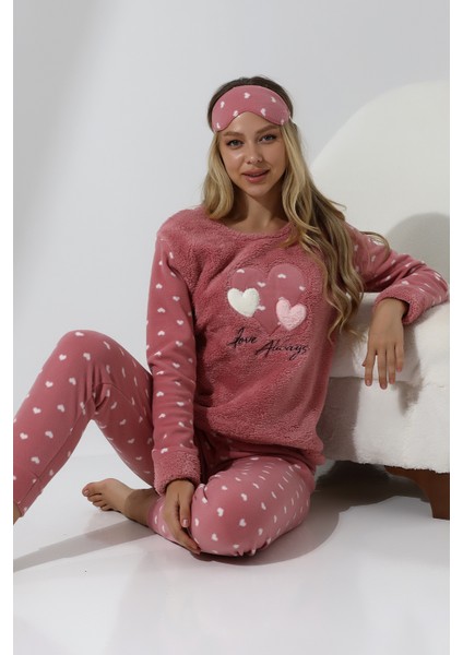 Fawn 5003 Peluş Welsoft Polar Kışlık Yumoş Kadın Pijama Takımı