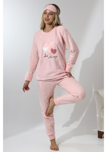 Fawn 5003 Peluş Welsoft Polar Kışlık Yumoş Kadın Pijama Takımı