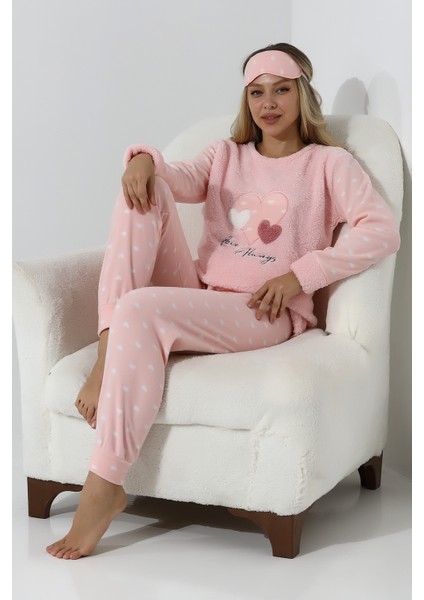 Fawn 5003 Peluş Welsoft Polar Kışlık Yumoş Kadın Pijama Takımı