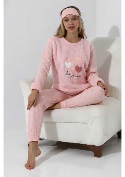 Fawn 5003 Peluş Welsoft Polar Kışlık Yumoş Kadın Pijama Takımı