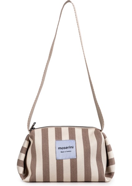 Stella Kadın Gri Çizgi Desenli Kanvas Omuz Çantası fiyatları