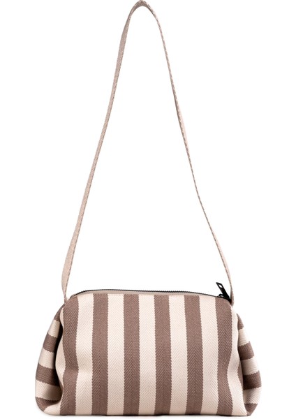 Stella Kadın Gri Çizgi Desenli Kanvas Omuz Çantası fırsatları