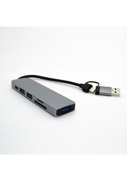 6in1 Usba ve Type-C To 3x Usb3.0, Tf, Sd, Type-C Çoklayıcı Hub Adaptör WNE0168