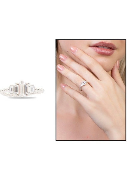 Sıralı Zirkon Taşlı Popcorn Tasarım Silver Renk Free Size 925 Ayar Gümüş Kadın Beştaş Yüzük fiyatları