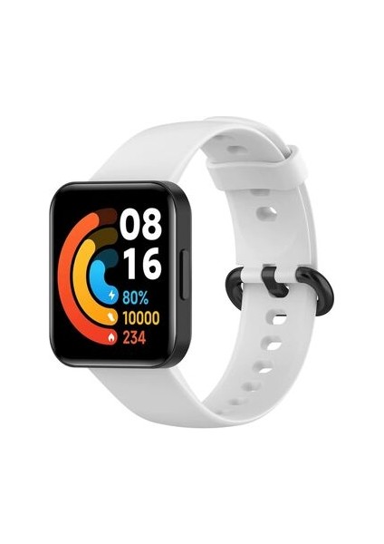 Xiaomi Redmi Watch 2 Lite Uyumlu Kordon Ayarlanabilir Soft Yüzey Yumuşak Silikon Kayış Beyaz