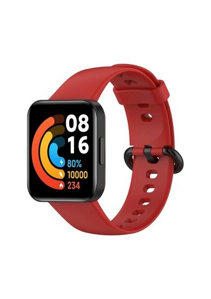 Xiaomi Redmi Watch 2 Lite Uyumlu Kordon Ayarlanabilir Soft Yüzey Yumuşak Silikon Kayış Kırmızı