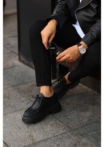 - Siyah Floter Yüksek Siyah Taban Erkek Sneakers