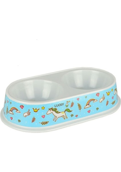 Melamin Kedi ve Köpek Plastik Mama ve Su Kabı 24 cm 2X200 ml