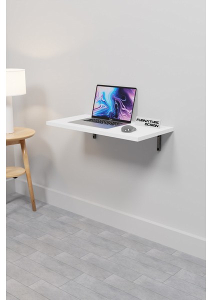 Katlanabilir Duvar Masa 60X30 cm Duvara Monte Beyaz Renk Kırma Bilgisayar Mutfak Masası