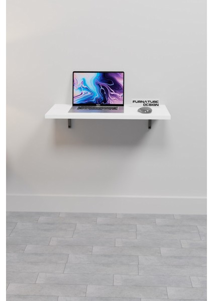 Katlanabilir Duvar Masa 60X30 cm Duvara Monte Beyaz Renk Kırma Bilgisayar Mutfak Masası