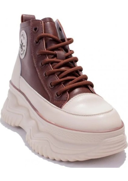 23KZ Gınza Deri Sneaker Bilekli Ayakkabı Bej