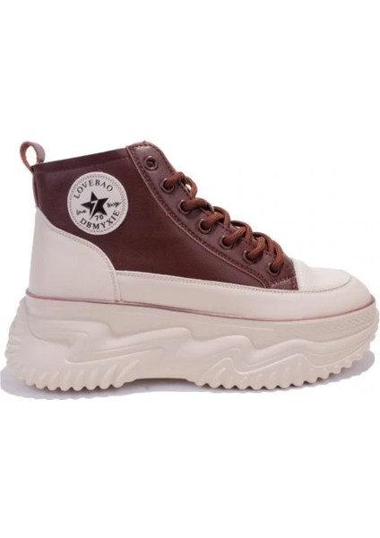 23KZ Gınza Deri Sneaker Bilekli Ayakkabı Bej