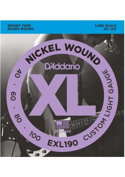 EXL190 Bas Tel Set Nickel Wound (040.060.080.100)