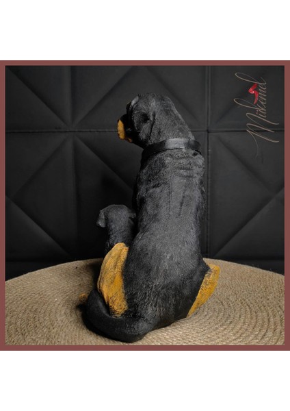 El Yapımı Rottweiler Köpek Figürü ve Yavruları – Ev Dekoru İçin Heykeli - Mükemel orijinal tasarım