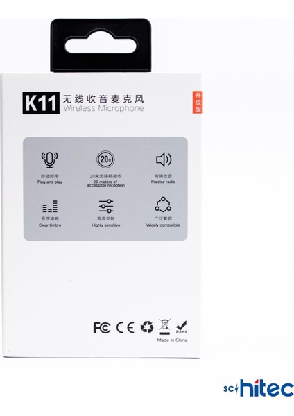 K11 Lightning Kablosuz Wireless Hd Yaka Mikrofonu Siyah WNE0204 modelleri