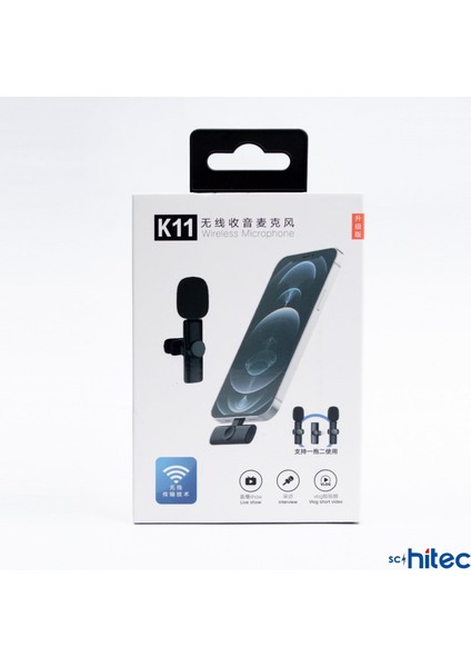 K11 Lightning Kablosuz Wireless Hd Yaka Mikrofonu Siyah WNE0204 fırsatları