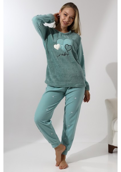 Fawn 5005 Peluş Welsoft Polar Kışlık Yumoş Kadın Pijama Takımı