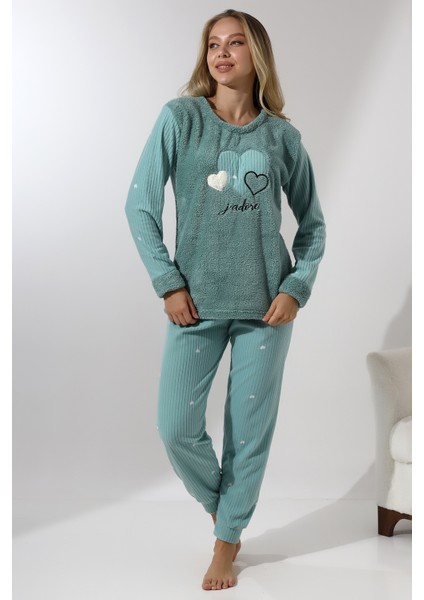 Fawn 5005 Peluş Welsoft Polar Kışlık Yumoş Kadın Pijama Takımı