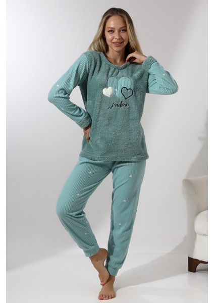 Fawn 5005 Peluş Welsoft Polar Kışlık Yumoş Kadın Pijama Takımı