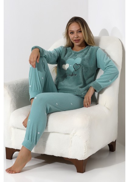 Fawn 5005 Peluş Welsoft Polar Kışlık Yumoş Kadın Pijama Takımı