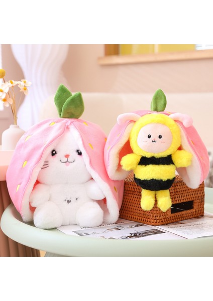 20CM Süper Sevimli Tavşan, Arı Oyuncak Bebek, Çilek ve Meyve Yastığına Dönüştü (Yurt Dışından) fiyatları