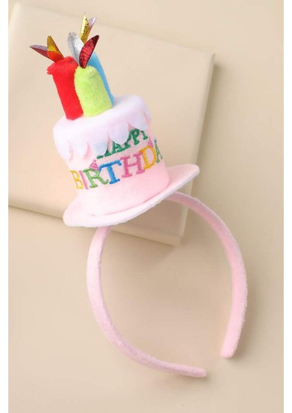 Happy Birthday Pasta Figürlü Doğum Günü Tacı Peluş Parti Taç