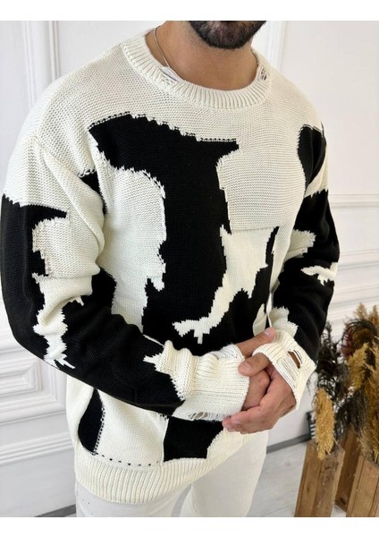 Kazak Çift Kat Örme Pamuk Kazak Detaylı Lazer Kesim Salaş Triko Kazak modelleri