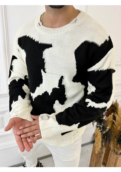 Kazak Çift Kat Örme Pamuk Kazak Detaylı Lazer Kesim Salaş Triko Kazak fırsatları