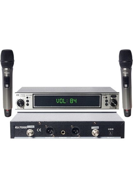 MV-1312EE Uhf 2 El Kablosuz Volüm Kont Telsiz Mikrofon Siyah