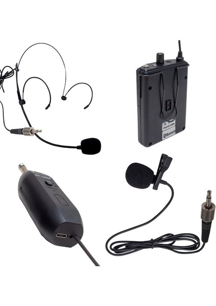MV-19601 Uhf Kablosuz Bluetooth Yaka Mikrofon Siyah