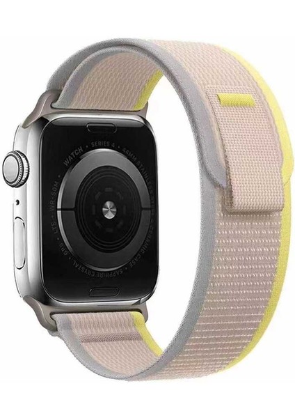 Good Case Apple Watch 3 4 5 6 7 8 9 Se Ultra/ultra-2 Uyumlu 42-44-45-49MM Cırt Cırtlı Trail Loop Kordon-77 Beyaz-Sarı