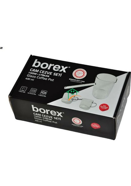 Borex Cam Cezve Seti Isıya Dayanaklı 400 ml