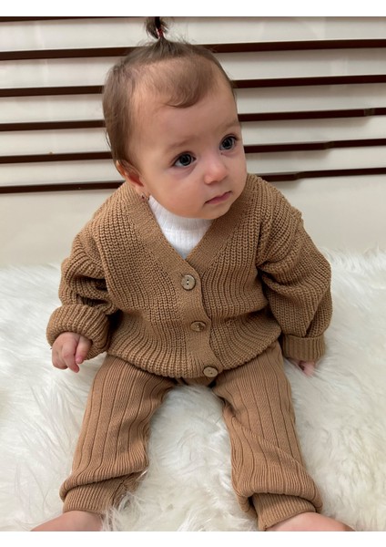 Selanik Örgüsü Triko Ahşap Düğmeli Oversize Basic Unisex Model Hırka