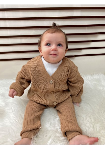 Selanik Örgüsü Triko Ahşap Düğmeli Oversize Basic Unisex Model Hırka