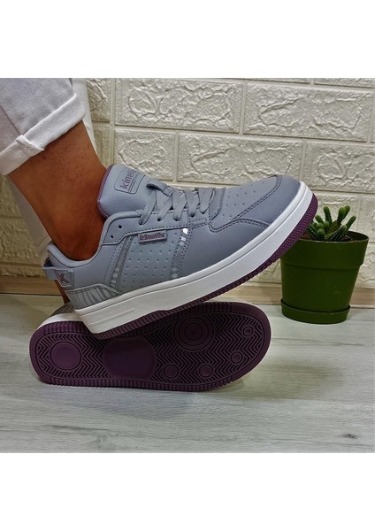 Enner Pu Gri-Beyaz-Gülkurusu Fuspetli Sneaker Spor Ayakkabı